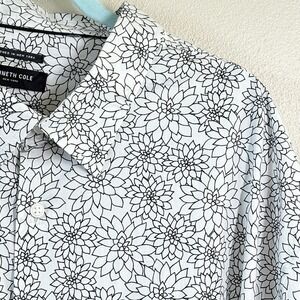 Kenneth Cole Shirt Mens 5Xl  Black White Long Sleeve Button Up Stretch 58 Chest